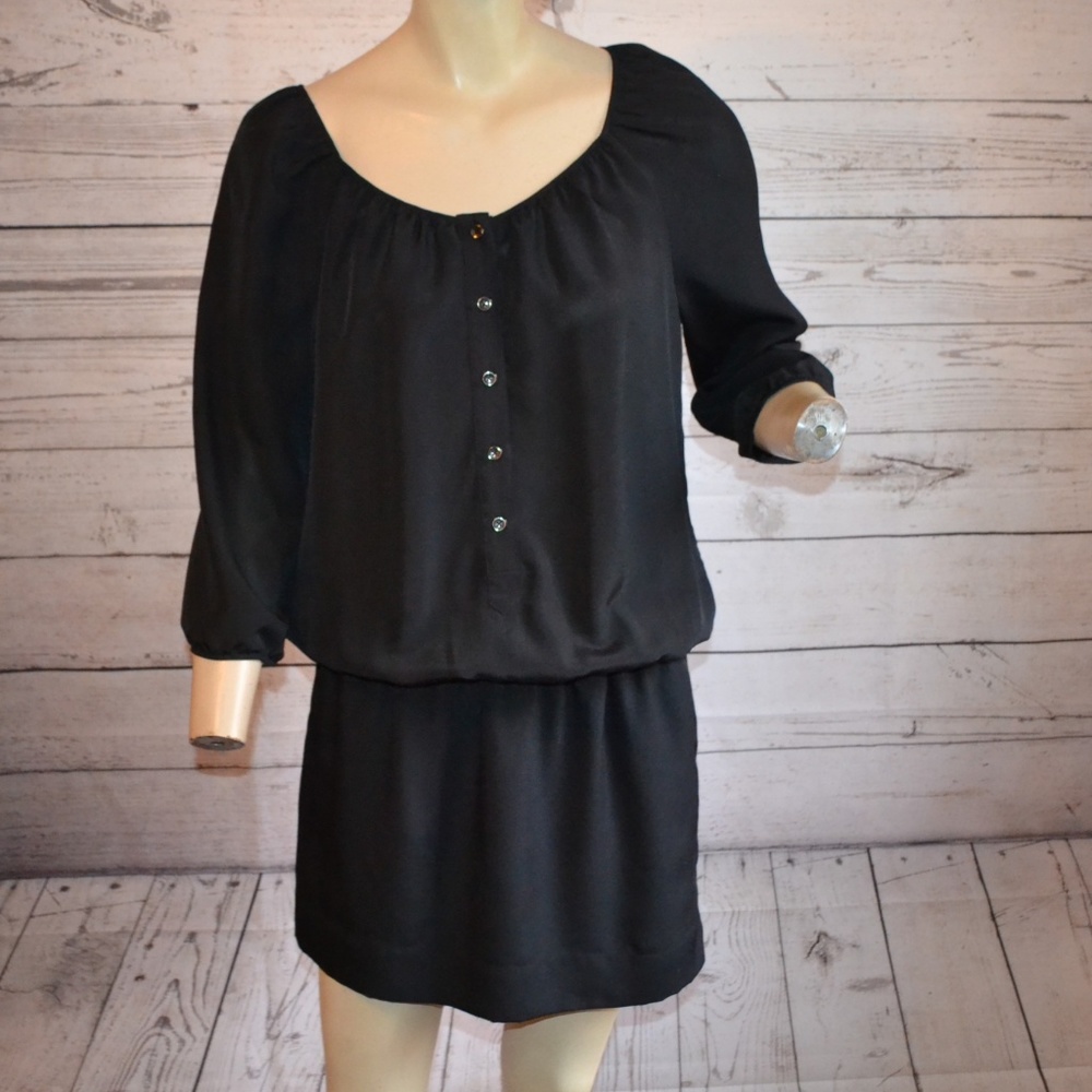 Express Black Button Down Gathered Dress Sm P